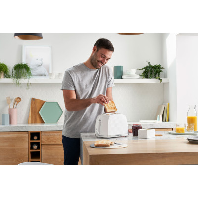 Тостер Russell Hobbs Honeycomb 850Вт, широкі слоти, пластик, білий