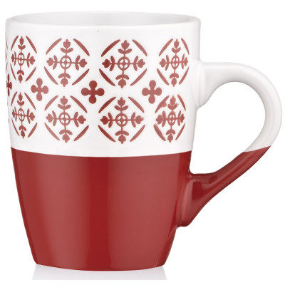 ARDESTO Чашка Ornament, 320мл, кераміка, червоно-білий ARDESTO Чашка Ornament, 320мл, кераміка, червоно-білий