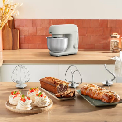Міксер Tefal планетарний Bake Essential 800Вт, насадки-3, чаша-нерж., метал, 4.8л, білий Міксер Tefal планетарний Bake Essential 800Вт, насадки-3, чаша-нерж., метал, 4.8л, білий