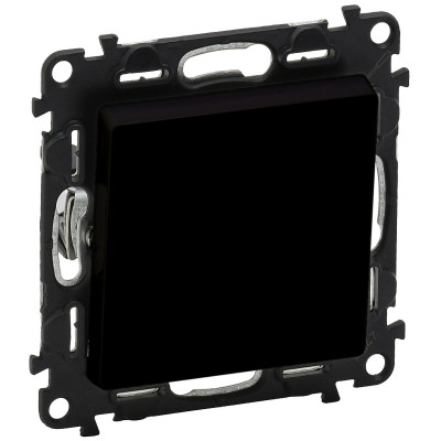 Вимикач 1-клавішний Legrand Valena Life, 10AX, 250V, автоматичні клеми, матовий чорний