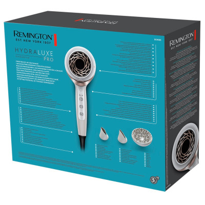 Фен Remington HYDRAluxe PRO, 2200Вт, 3 режими, дифузор, іоніз-я, хол. обдув, білий