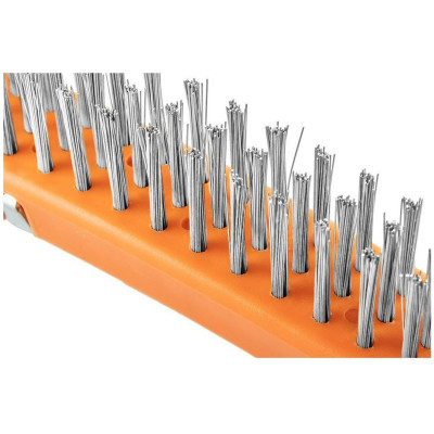 Щітка дротяна Neo Tools пряма, 3х19 рядів, прямий дріт 0.3мм, 345мм, двокомпонентне руків'я 39-052