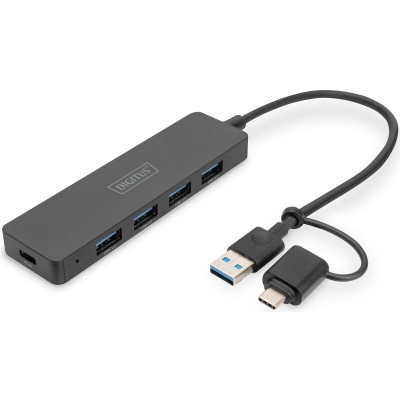 Хаб DIGITUS USB-A/C > 4хUSB-А, 0,2 м, активний (опція)