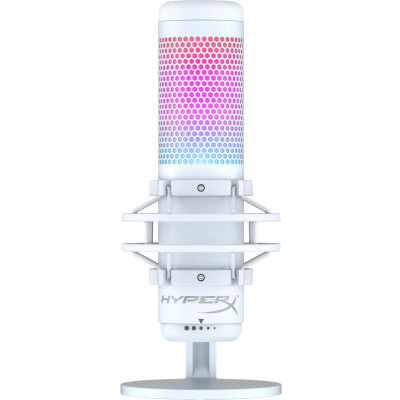 Микрофон гейминговый HyperX QuadCast S, Omni/Uni/Bi, USB-A, 3м, NGenuity, RGB, белый-серый (519P0AA)