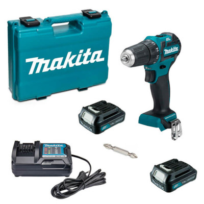 Шурупокрут-дриль акумуляторний Makita DF332DWYE 10.8В 2х1.5А·год 21·35Нм 0-450·0-1500об/хв ЗП кейс 0.86кг