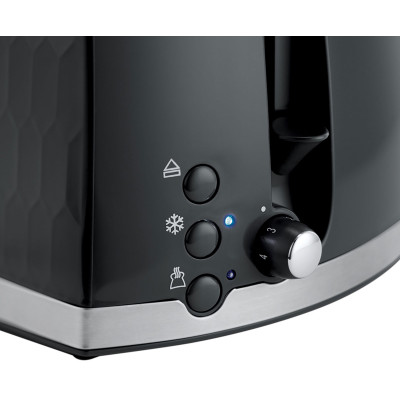 Тостер Russell Hobbs Honeycomb 850Вт, широкі слоти, пластик, чорний