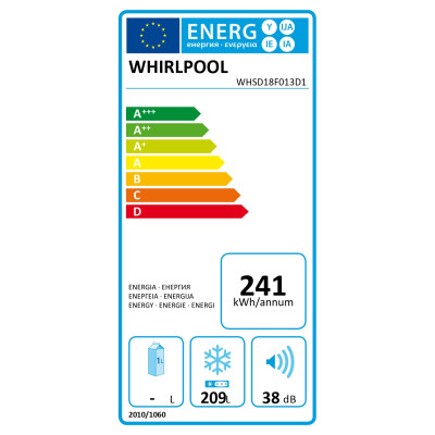 Морозильна камера Whirlpool вбудована, 177x54х54.5, 209л, А++, NF, інв., білий