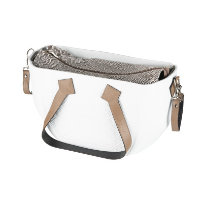 Сумка Nuvita MyMia ручки шкіра, килимок, ремені для коляски, біло-коричневий