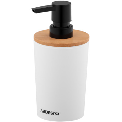Диспенсер для мила ARDESTO Minimalism 380мл, поліпропілен, бамбук, білий Диспенсер для мила ARDESTO Minimalism 380мл, поліпропілен, бамбук, білий