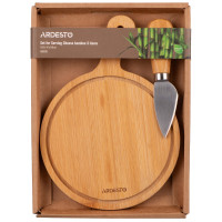 Набір для подачі сиру ARDESTO Midori, 2 предмети, 19.5х14х0.8см, бамбук, нержавіюча сталь