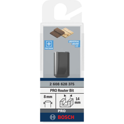 Фреза пазова Bosch Professional з двома лезами Std S8 D14 L20 Фреза пазова Bosch Professional з двома лезами Std S8 D14 L20