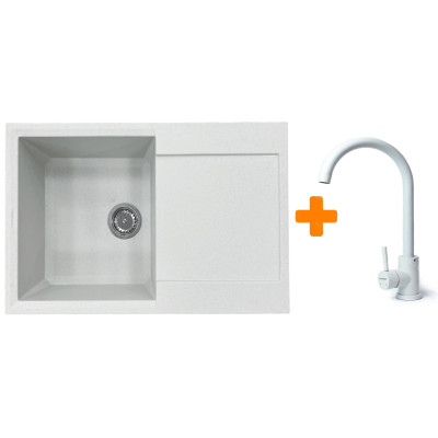 Набір кухонний Adamant Horizon, штучний камінь, прямокут., з крилом, 780х495х230мм, чаша - 1, врізна, Old stone + змішувач Набір кухонний Adamant Horizon, штучний камінь, прямокут., з крилом, 780х495х230мм, чаша - 1, врізна, Old stone + змішувач