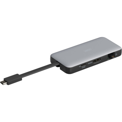 Док-станція DIGITUS USB-C > HDMI/2xUSB-A/USB-C/SD/MicroSD/RJ54, Travel