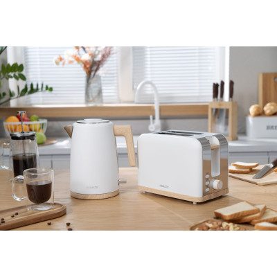 Тостер Ardesto Wood Modern, 800Вт, метал, 2 слоти, білий