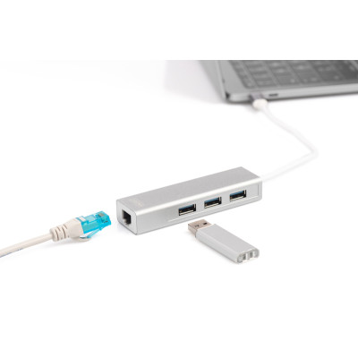 Digitus Концентратор USB-C - USB 3.0 3 Port Hub + Gigabit Ethernet Digitus Концентратор USB-C - USB 3.0 3 Port Hub + Gigabit Ethernet
