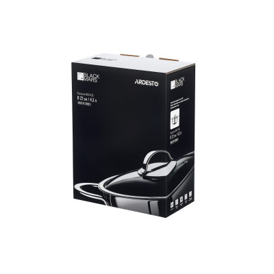 Кастрюля со стеклянной крышкой Ardesto Black Mars, 4.3л, нержавеющая сталь [AR0743S]