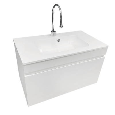 Раковина, умивальник Adamant FRATE, штучний камінь, прямокут., з отвором для змішувача, з отвором для переливу, 795x450x125мм, накладний, білий