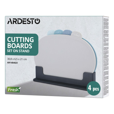 Набір дошок кухонних на підставці ARDESTO Fresh, 4шт, 30.8x6.5x21см, пластик