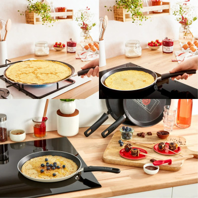 Сковорода для млинців Tefal Halo, 25см, алюміній, бакеліт, сірий Сковорода для млинців Tefal Halo, 25см, алюміній, бакеліт, сірий