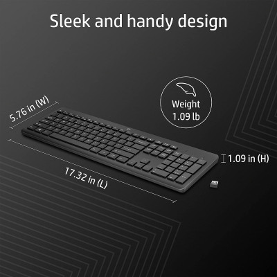 Клавіатура мембранна HP 230, 106key, WL, EN/UK, чорний