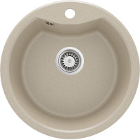 Мийка кухонна Deante Solis, граніт, круг, без крила, 480х480х194мм, чаша - 1, накладна, пісок