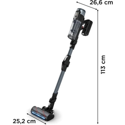 Пилосос Rowenta безпровідний X-Force Flex 16.60 Animal, 315Вт, вологе прибирання, конт пил -0.65л, автон. робота до 120хв, HEF system 99,9%, чорно-сірий