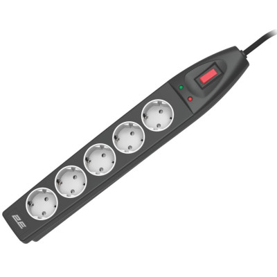 Мережевий фільтр 2E 5хSchuko, 10 м, чорний (2E-SP515M10BK)