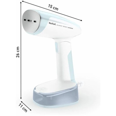 Відпарювач Tefal компактний Access Steam Pocket, 1300Вт, постійна пара - 20гр, біло-блакитний
