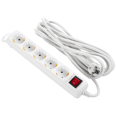 Подовжувач мережевий 2E 5м, 5xТипF, 16A, білий Подовжувач мережевий 2E 5м, 5xТипF, 16A, білий