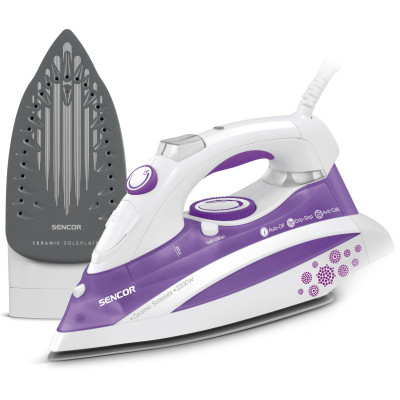 Праска Sencor, 2200Вт, 380мл, постійна пара - 30гр, Anti-Calс, Drip-Stop, керам. підошва, голубий Праска Sencor, 2200Вт, 380мл, постійна пара - 30гр, Anti-Calс, Drip-Stop, керам. підошва, голубий