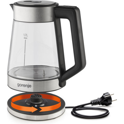 Электрочайник Gorenje 1.7л, 2,200 Вт, стекло, нерж (K17TRG)