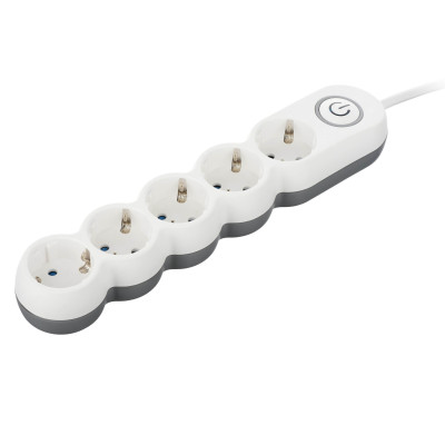 Удлинитель сетевой 2E Plus 5хТип F, 3х1мм кв, 10A, 3м, бело-серый 2E-U05VESM3W