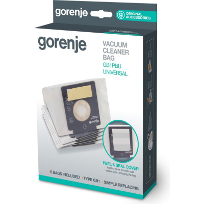 Универсальный мешок GB1PBU, для пылесосов Gorenje, бумажные, 5 шт, 570741