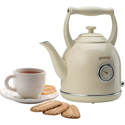 Електрочайник Gorenje 1.7л, 2200Вт, strix контроль, пластик/метал, бежевий (K17CLIN)