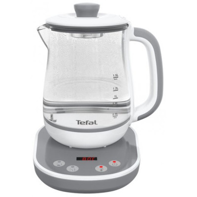 Електрочайник Tefal Tastea tea maker 1.5л, скло, заварник, біло-сірий Електрочайник Tefal Tastea tea maker 1.5л, скло, заварник, біло-сірий