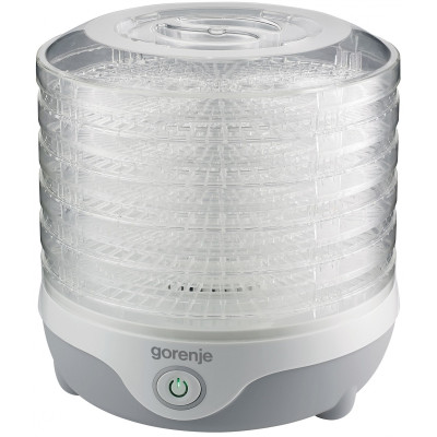 Сушилка для продуктов Gorenje 240Вт, поддонов - 5x1.5см, диаметр - 28см, макс - 70°С, сетка для ягод, пластик, белый (FDK20MG)