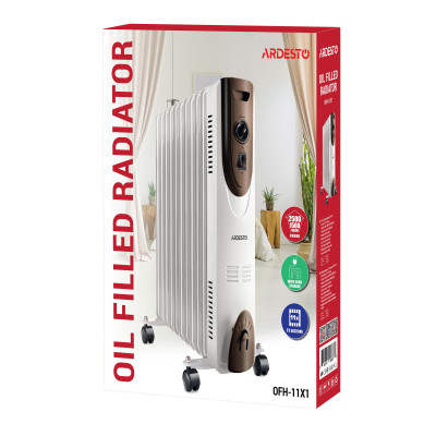 Обігрівач оливний ARDESTO, 25м2, 2500Вт, мех. упр-ння, 11 секцій, білий