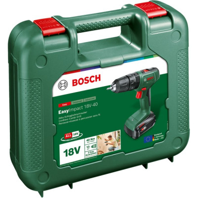 Шурупокрут-дриль акумуляторний Bosch EasyImpact 18V-40 18В 2х2А·год 20·38Нм 0-430·0-1630об/хв кейс ЗП 1.4кг