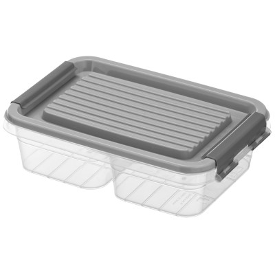 Контейнер двосекційний для зберігання харчових продуктів ARDESTO Fresh 2х0.25л, пластик, прямокутна, сірий Контейнер двосекційний для зберігання харчових продуктів ARDESTO Fresh 2х0.25л, пластик, прямокутна, сірий