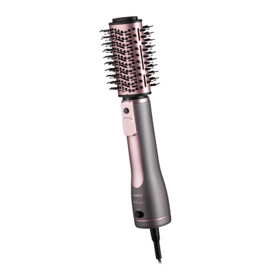Фен-щітка ARDESTO Brush Pink Touch, 1200Вт, 2 швидкості, 2 темп. режими, LED-дисплей, функція іонізації , 4 насадки, сірий+ рожевий
