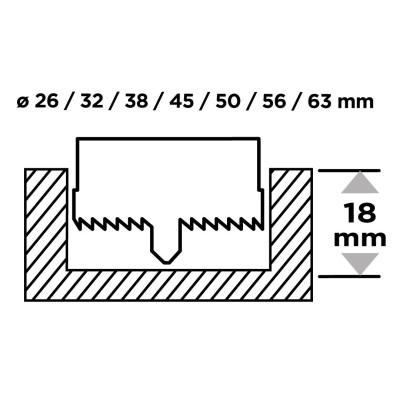 Коронки по дереву GRAPHITE 26,32,38,45,50,56,63мм, 7шт