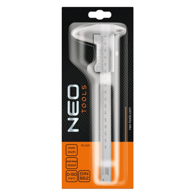 Штангенциркуль Neo Tools, 150мм, нержавіюча сталь, сертификат DIN Штангенциркуль Neo Tools, 150мм, нержавіюча сталь, сертификат DIN