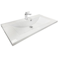 Раковина, умивальник Adamant QUANTO, штучний камінь, прямокут., з отвором для змішувача, з отвором для переливу, 900х447х140мм, накладний, білий