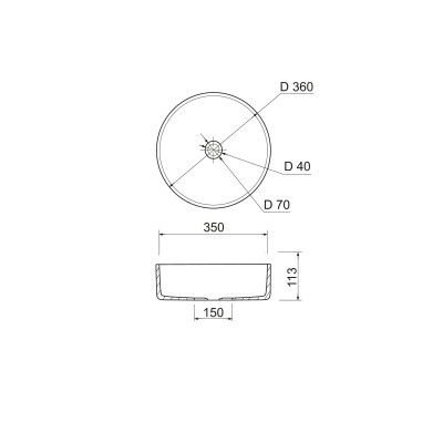 Раковина, умивальник Adamant ARENA, штучний камінь, кругла, без отвору для змішувача та переливу, 360х113мм, накладний, білий Раковина, умивальник Adamant ARENA, штучний камінь, кругла, без отвору для змішувача та переливу, 360х113мм, накладний, білий