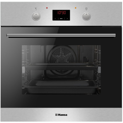 Духовка электр. Hansa, 60см, 65л, A,  гриль , емаль легкого очищення, диспл., нержавіюча сталь