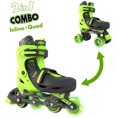 Роликові ковзани Neon Combo, розмір 34-37, салатовий