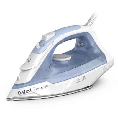 Tefal Праска Virtuo 30, 2000Вт, 240мл, паровий удар -120гр, постійна пара - 27гр, керам. підошва, біло-блакитний Tefal Праска Virtuo 30, 2000Вт, 240мл, паровий удар -120гр, постійна пара - 27гр, керам. підошва, біло-блакитний