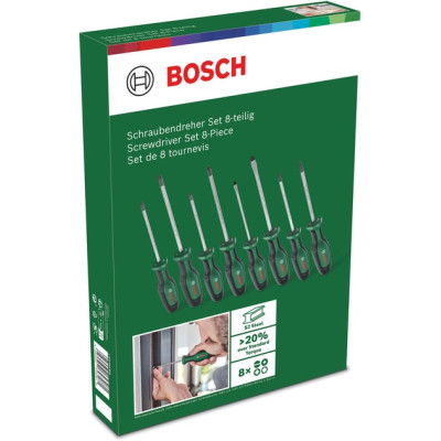 Викрутка Bosch набір 8шт, SL 4, 6.5мм, PH1х100мм, PH2х125мм, PZ1х100мм, PZ2х125мм, Т20х100, Т25х100