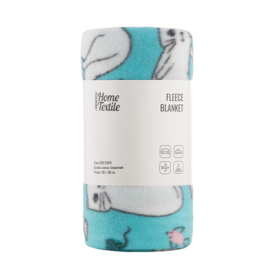 Плед ARDESTO Fleece 130x160см, 100% поліестер, котики, блакитний