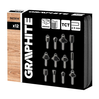 Набір фрез по дереву GRAPHITE WIDIA твердосплавні 8мм 12шт